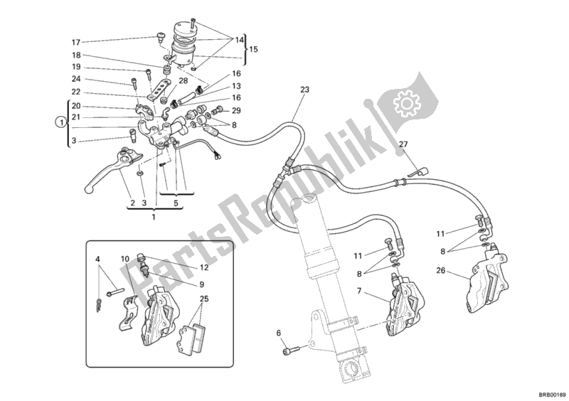 Tutte le parti per il Sistema Frenante Anteriore del Ducati Monster S2R 1000 2006